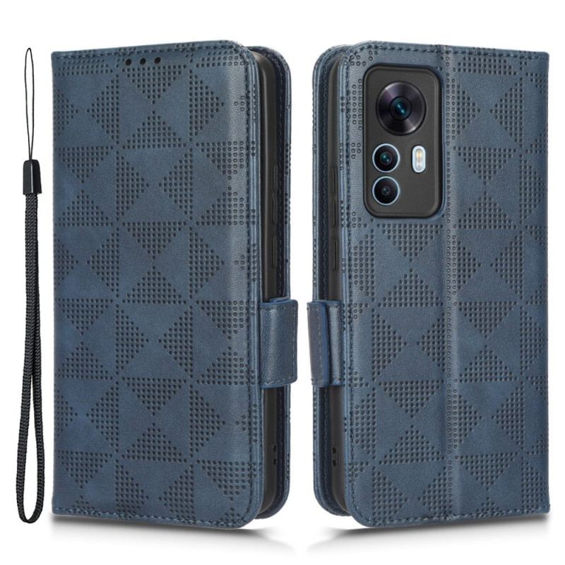 Capa Flip Para Xiaomi 12T / 12T Pro Triângulos Estilo Retrô