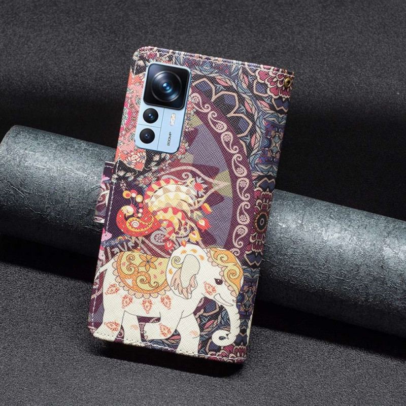 Capa Folio Para Xiaomi 12T / 12T Pro Bolso Elefante Com Zíper