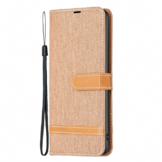 Capa Folio Para Xiaomi 12T / 12T Pro De Cordão Correia Efeito Tecido E Couro