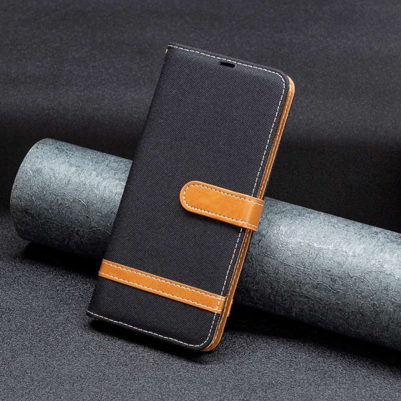 Capa Folio Para Xiaomi 12T / 12T Pro De Cordão Correia Efeito Tecido E Couro