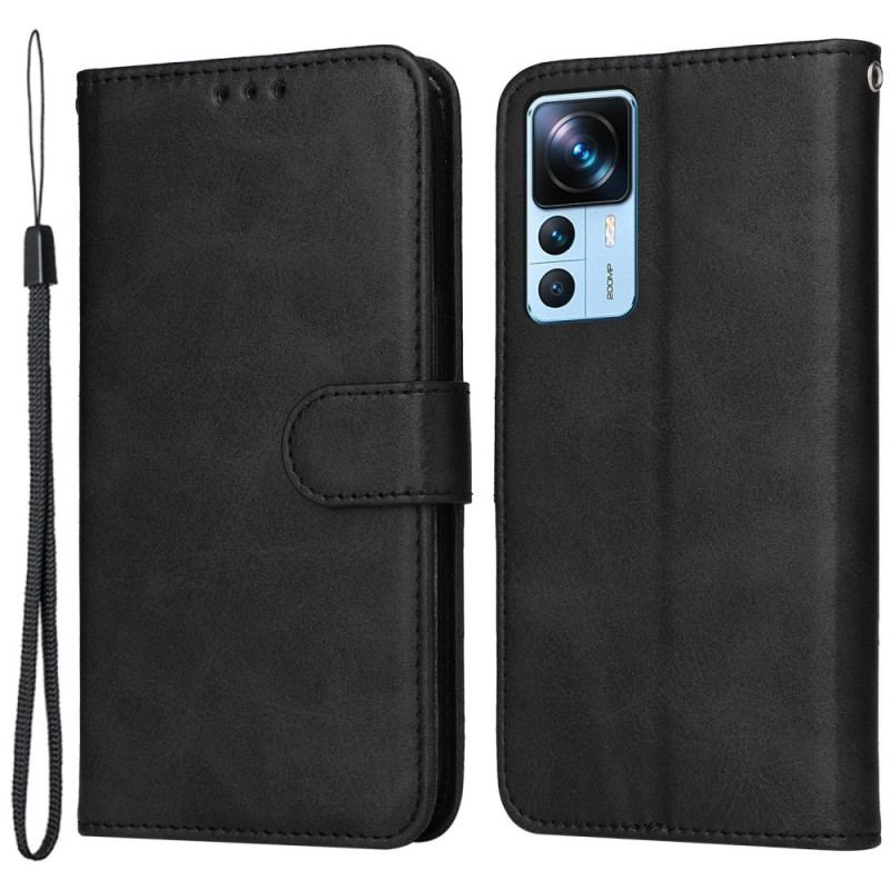 Capa Folio Para Xiaomi 12T / 12T Pro Couro Sintético Com Alça