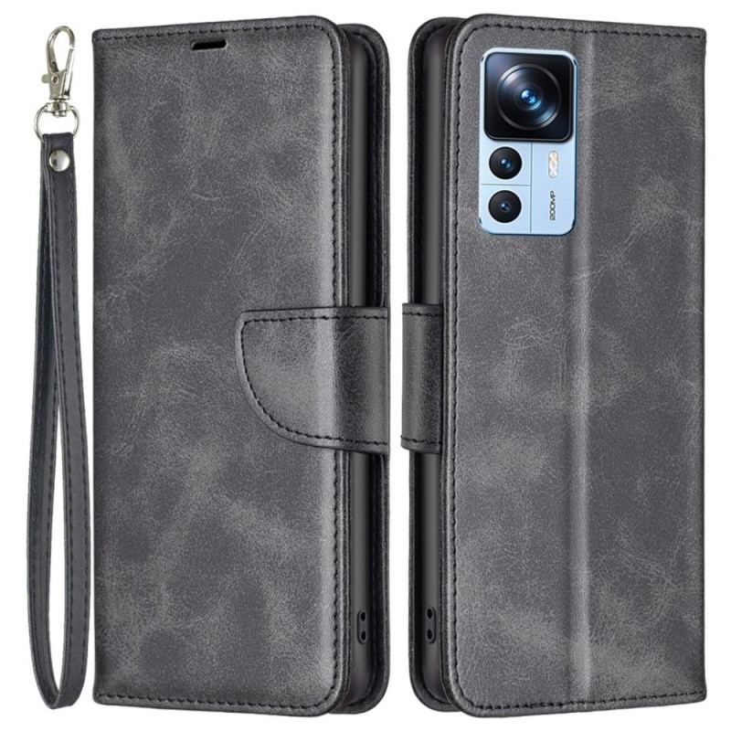 Capa Folio Para Xiaomi 12T / 12T Pro Couro Sintético Liso