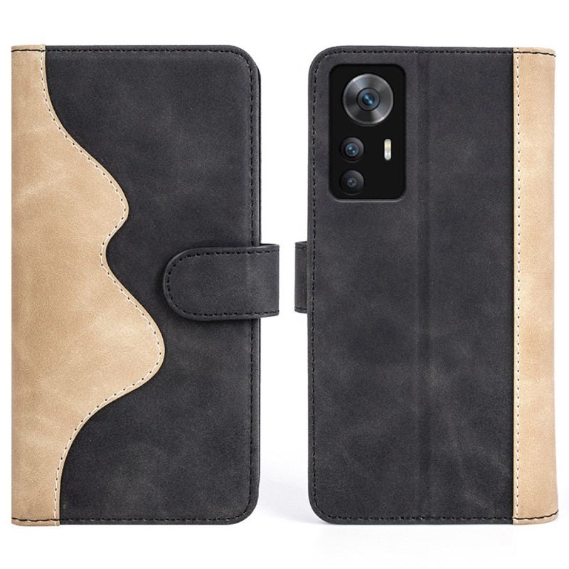 Capa Folio Para Xiaomi 12T / 12T Pro Elegante Em Dois Tons