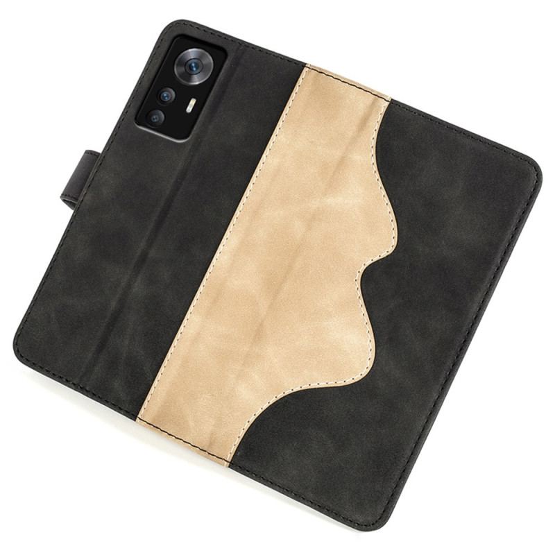 Capa Folio Para Xiaomi 12T / 12T Pro Elegante Em Dois Tons