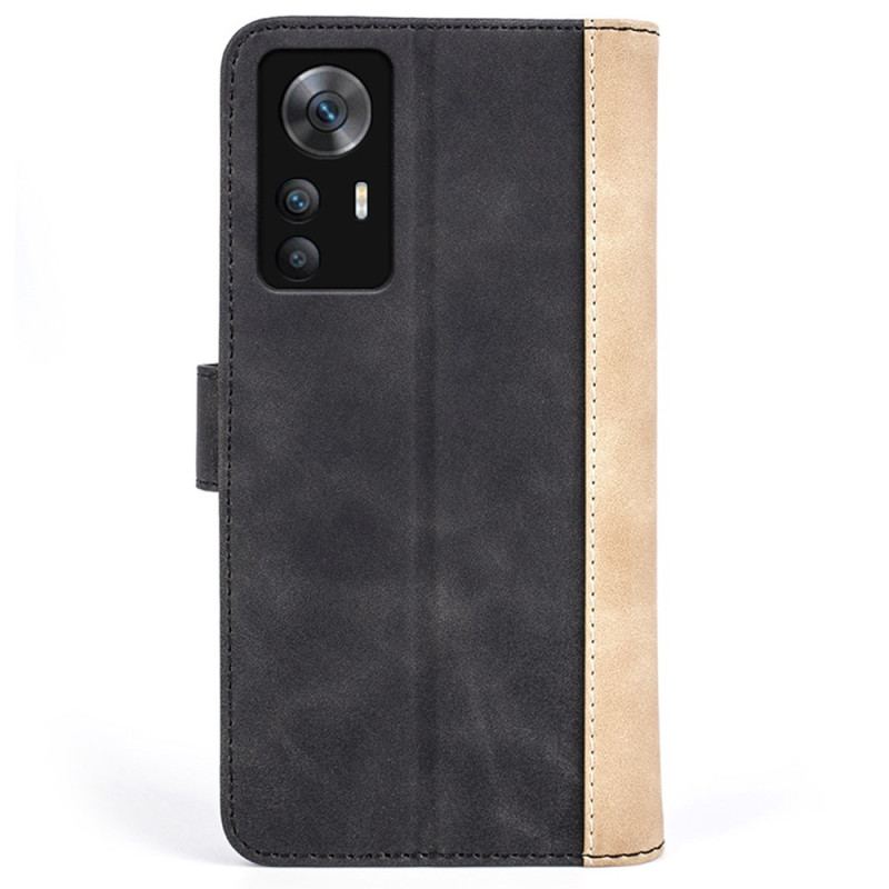 Capa Folio Para Xiaomi 12T / 12T Pro Elegante Em Dois Tons