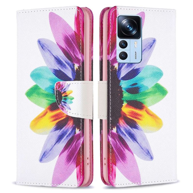 Capa Folio Para Xiaomi 12T / 12T Pro Flor Aquarela