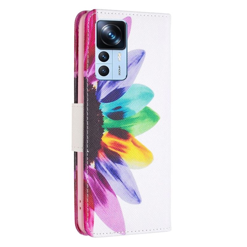 Capa Folio Para Xiaomi 12T / 12T Pro Flor Aquarela