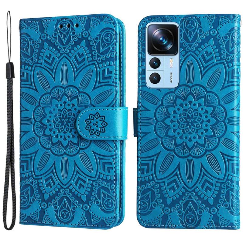 Capa Folio Para Xiaomi 12T / 12T Pro Girassol Com Cordão