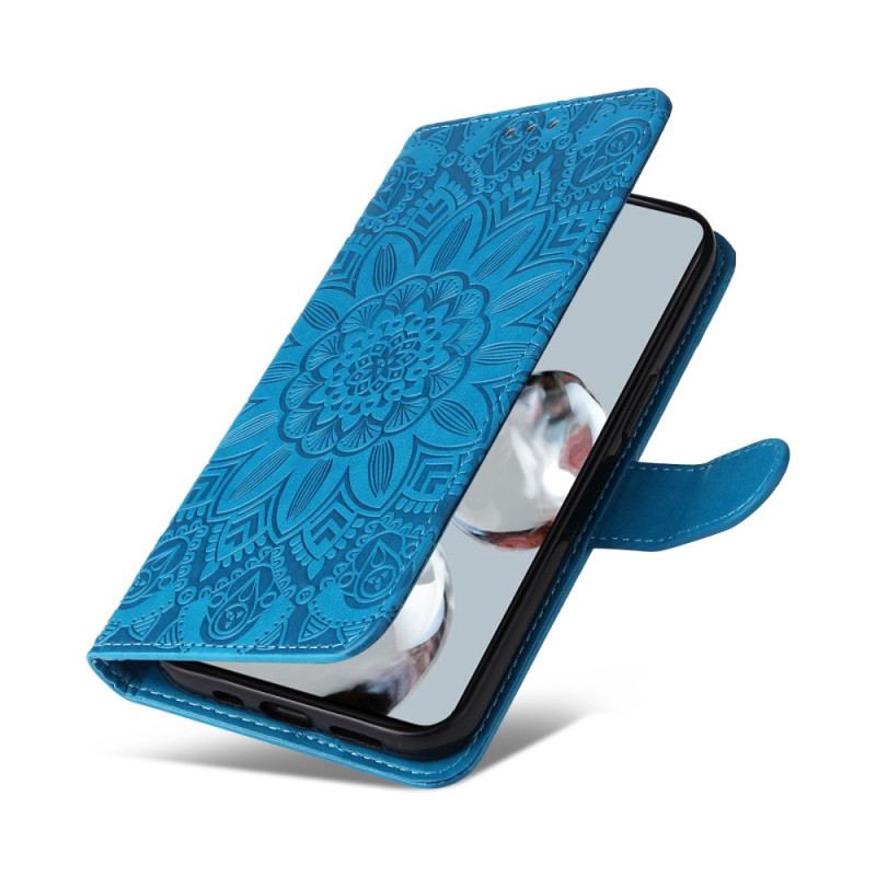 Capa Folio Para Xiaomi 12T / 12T Pro Girassol Com Cordão