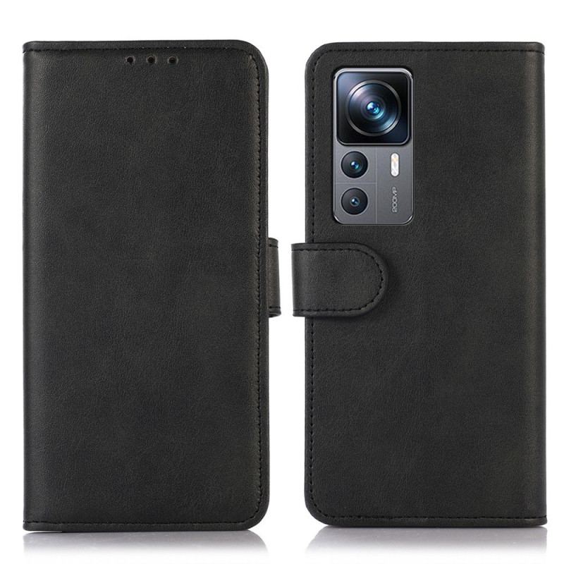 Capa Folio Para Xiaomi 12T / 12T Pro Sobriedade Efeito Couro