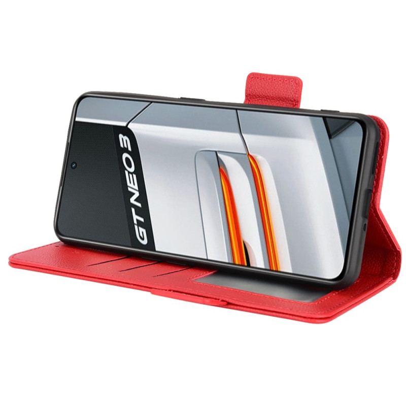 Capa De Celular Para Realme GT Neo 3 Flip Couro Falso Antiderrapante