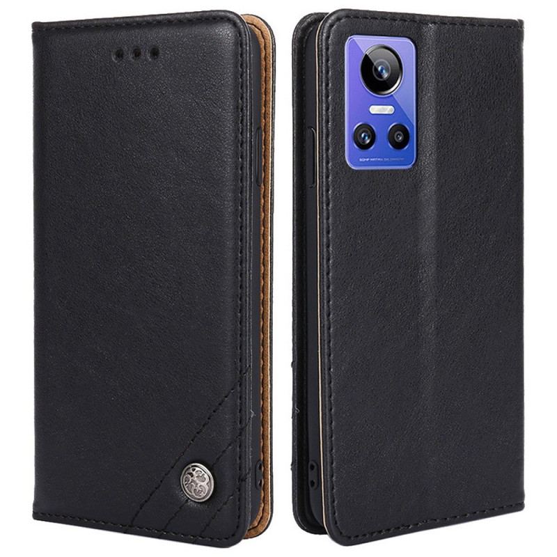 Capa De Celular Para Realme GT Neo 3 Flip Couro Falso Vintage