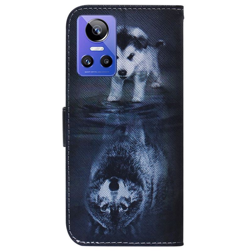 Capa De Couro Para Realme GT Neo 3 Futuro Lobo