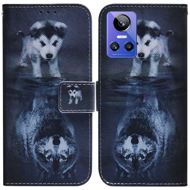 Capa De Couro Para Realme GT Neo 3 Futuro Lobo