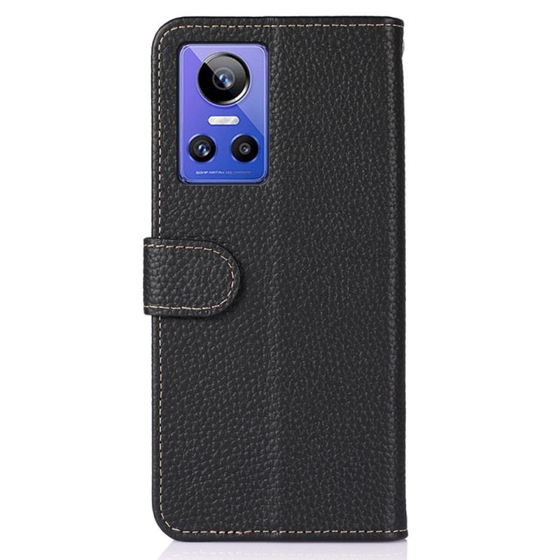 Capa De Couro Para Realme GT Neo 3 Khazneh Lichia Couro