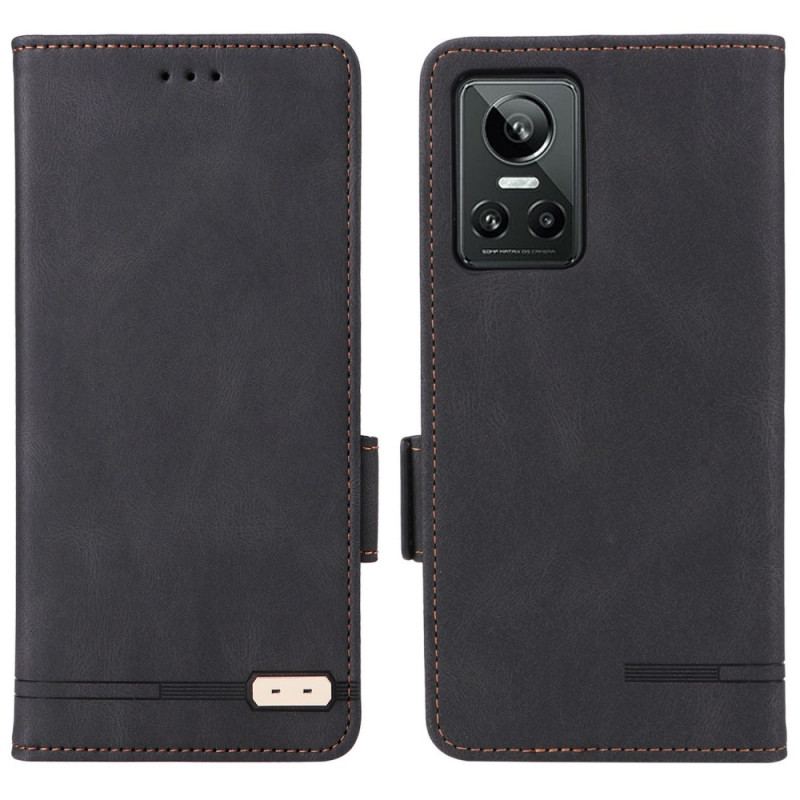 Capa Flip Para Realme GT Neo 3 Couro Amadeirado