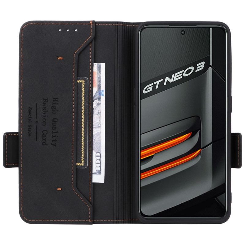 Capa Flip Para Realme GT Neo 3 Couro Amadeirado