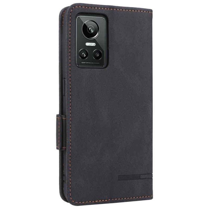 Capa Flip Para Realme GT Neo 3 Couro Amadeirado