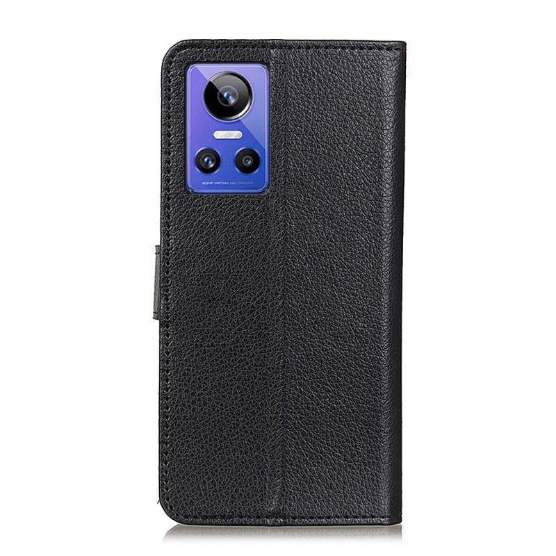 Capa Flip Para Realme GT Neo 3 Couro Sintético De Lichia