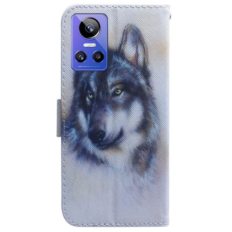 Capa Flip Para Realme GT Neo 3 Lobo Da Neve