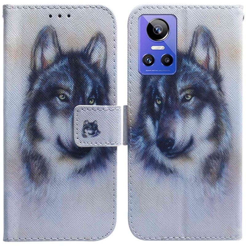 Capa Flip Para Realme GT Neo 3 Lobo Da Neve