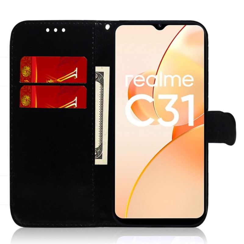 Capa Folio Para Realme GT Neo 3 De Cordão Espelho De Alça