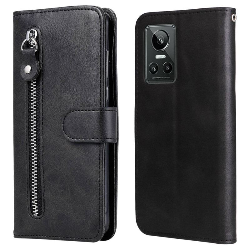 Capa Folio Para Realme GT Neo 3 Capa Tipo Carteira Carteira Zip