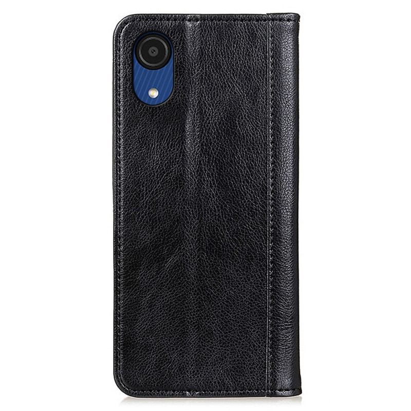 Capa De Celular Para Samsung Galaxy A03 Core Flip Couro Litchi Elegance Dividido