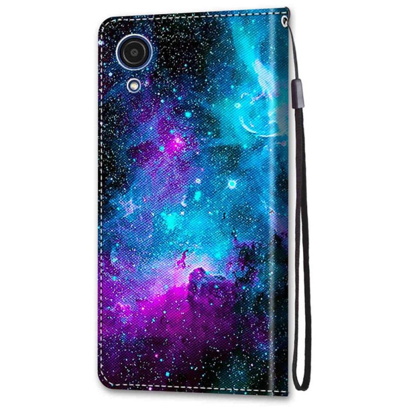 Capa De Couro Para Samsung Galaxy A03 Core Céu Cósmico