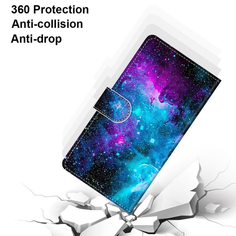 Capa De Couro Para Samsung Galaxy A03 Core Céu Cósmico