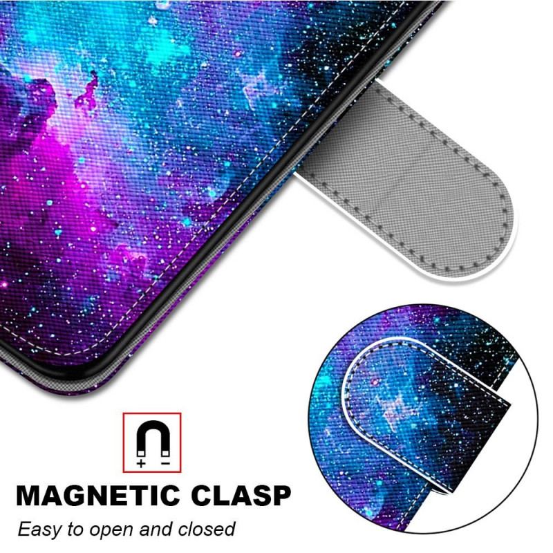 Capa De Couro Para Samsung Galaxy A03 Core Céu Cósmico