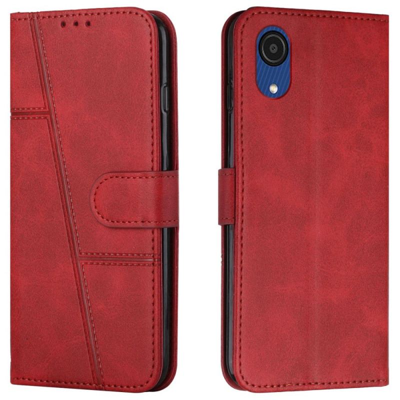 Capa De Couro Para Samsung Galaxy A03 Core De Cordão Strappy Geo Leather Effect