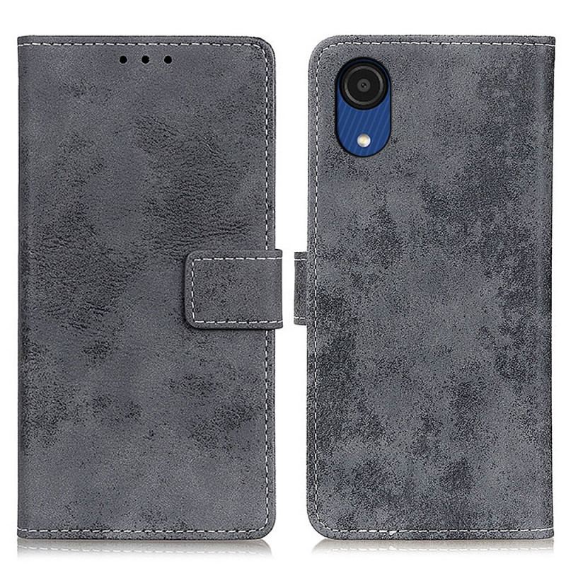 Capa De Couro Para Samsung Galaxy A03 Core Efeito Couro Vintage