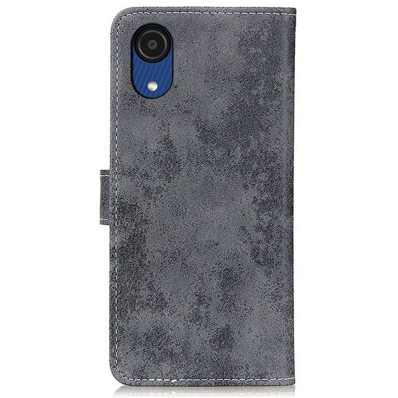 Capa De Couro Para Samsung Galaxy A03 Core Efeito Couro Vintage