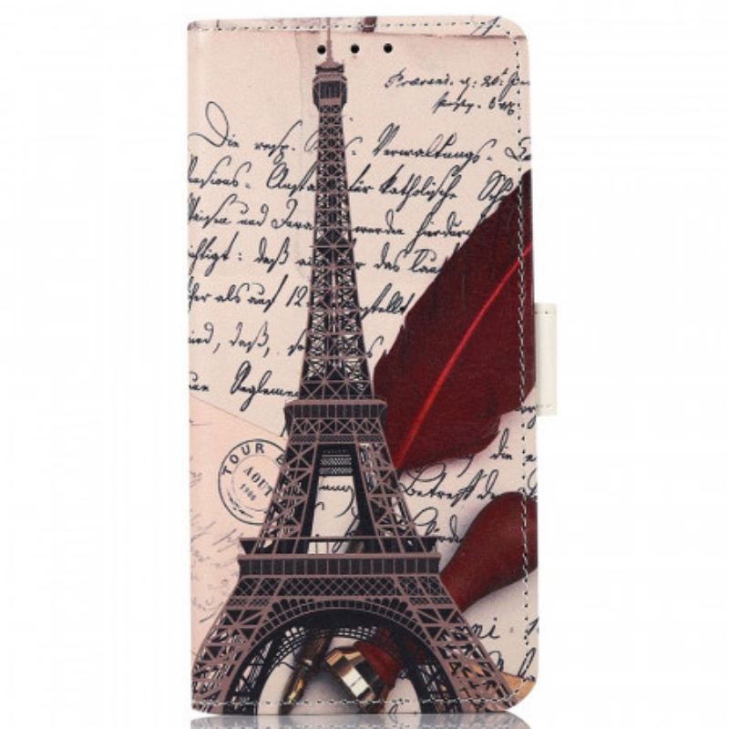 Capa De Couro Para Samsung Galaxy A03 Core Torre Eiffel Do Poeta