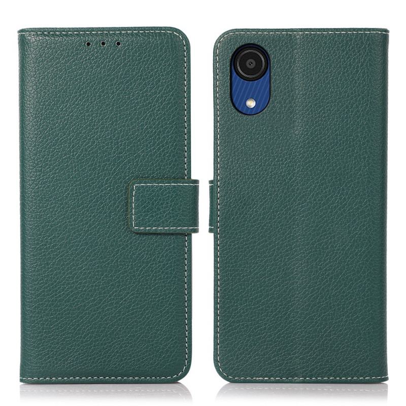 Capa Em Pele Para Samsung Galaxy A03 Core Costura Litchi Couro Sintético