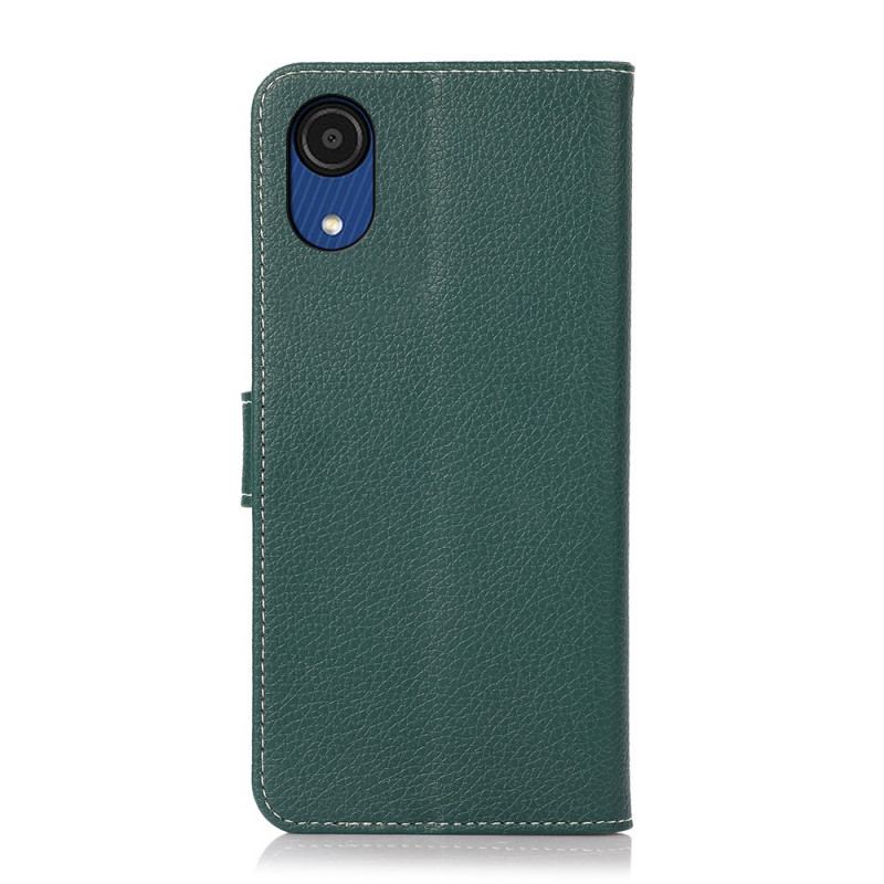 Capa Em Pele Para Samsung Galaxy A03 Core Costura Litchi Couro Sintético