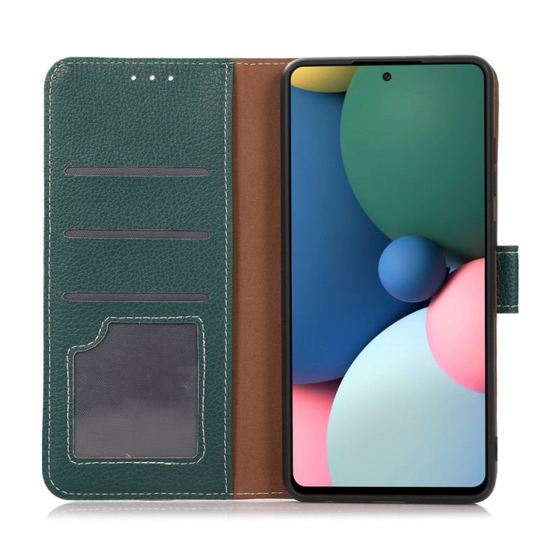 Capa Em Pele Para Samsung Galaxy A03 Core Costura Litchi Couro Sintético