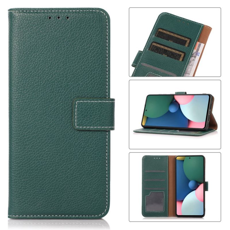 Capa Em Pele Para Samsung Galaxy A03 Core Costura Litchi Couro Sintético