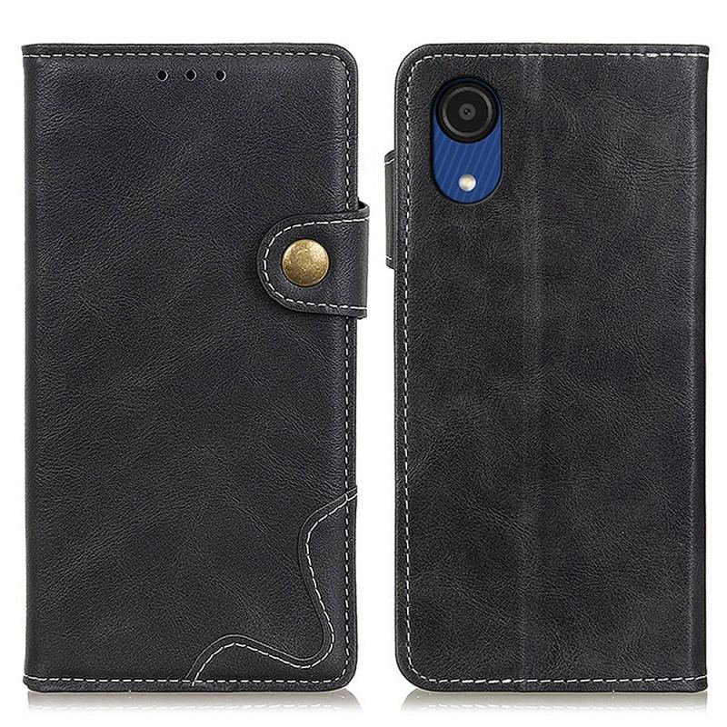 Capa Flip Para Samsung Galaxy A03 Core Botão Artístico E Costuras