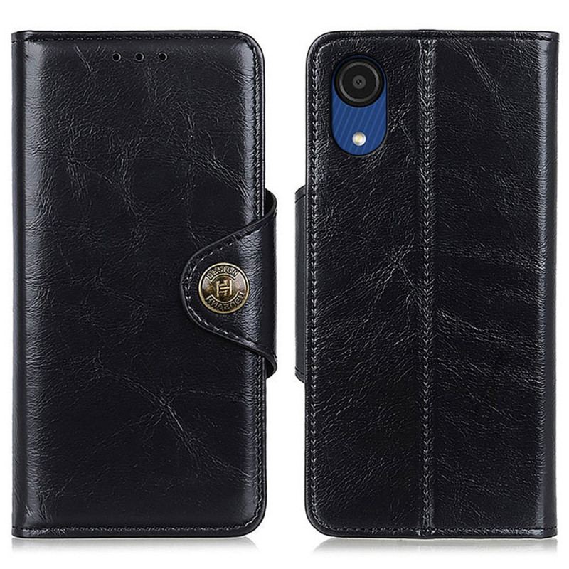 Capa Flip Para Samsung Galaxy A03 Core Botão De Couro Sintético Brilhante