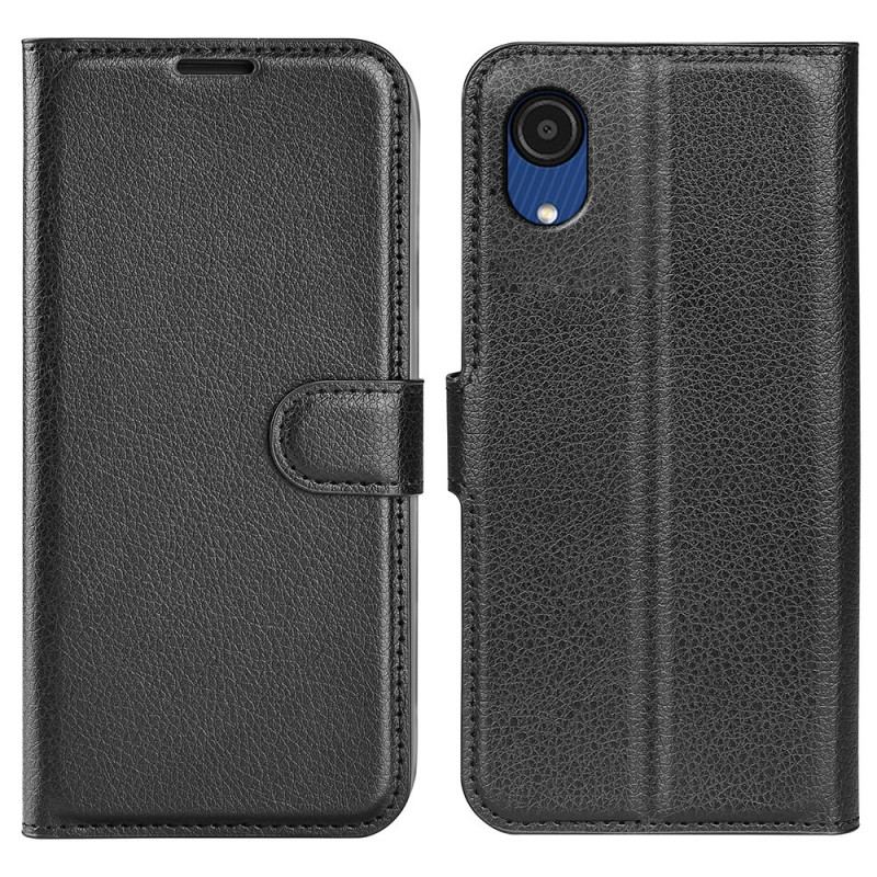 Capa Flip Para Samsung Galaxy A03 Core Clássico Efeito Couro Lichia