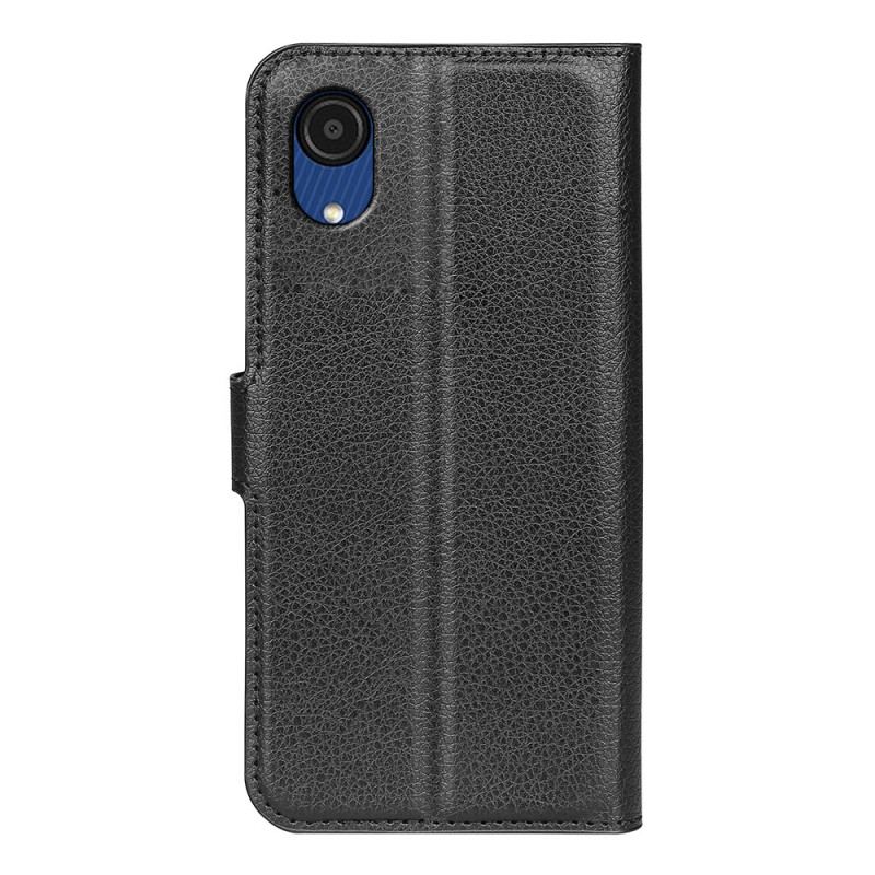 Capa Flip Para Samsung Galaxy A03 Core Clássico Efeito Couro Lichia