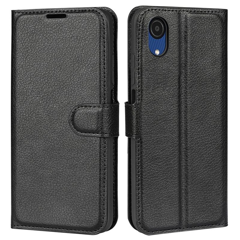 Capa Flip Para Samsung Galaxy A03 Core Clássico Efeito Couro Lichia