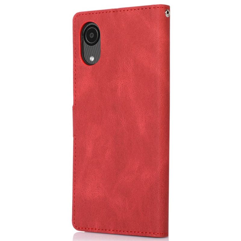 Capa Flip Para Samsung Galaxy A03 Core De Cordão Efeito De Couro Com Tiras