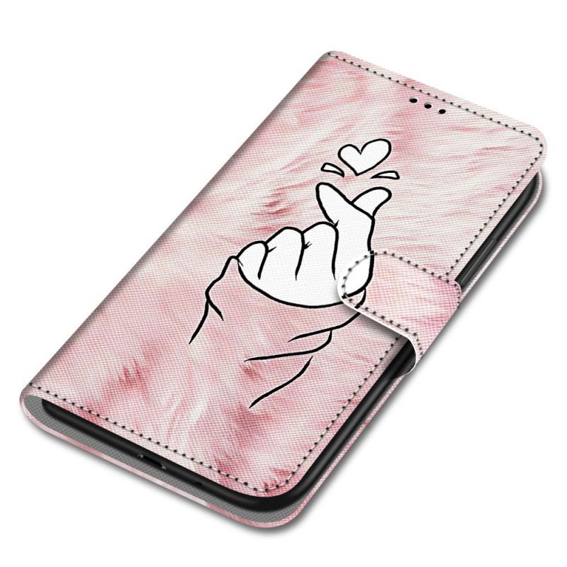 Capa Flip Para Samsung Galaxy A03 Core Dedo Coração