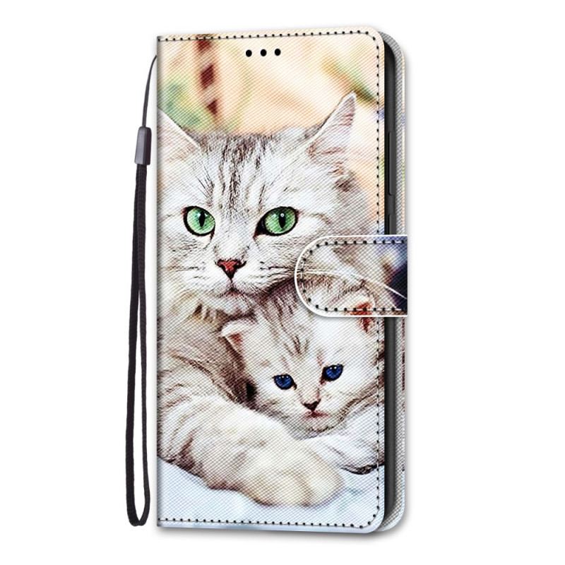 Capa Folio Para Samsung Galaxy A03 Core Família De Gatos