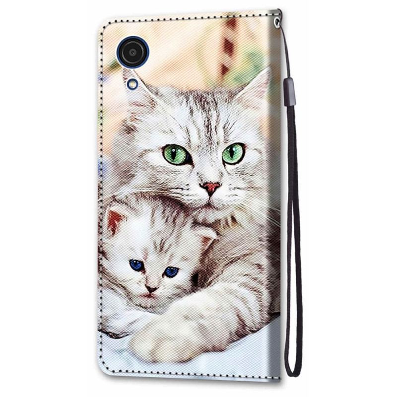 Capa Folio Para Samsung Galaxy A03 Core Família De Gatos