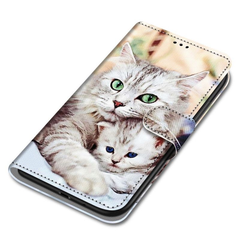 Capa Folio Para Samsung Galaxy A03 Core Família De Gatos