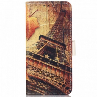 Capa Folio Para Samsung Galaxy A03 Core Torre Eiffel No Outono